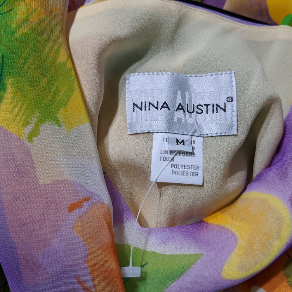 Nina Austin summer colorful maxi dress M - Picture 9 of 10
